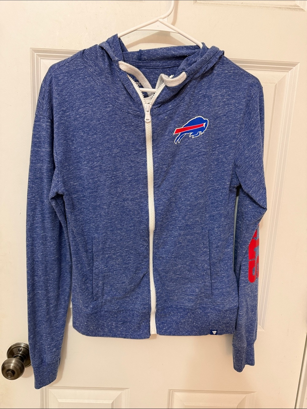 Buffalo Bills Football Blue Hooded Women’s Zip-Up Jacket Size Small Fanatics